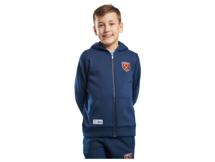Dětská mikina West Ham United, tmavě modrá, zip, kapuce (Velikost 13-14 r)