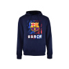 Mikina FC Barcelona, tmavě modrá, kapuce, klokaní kapsa (Velikost XXL)