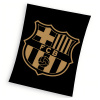 Černá Fleecová Deka FC Barcelona, Zlatý Znak, 130x160