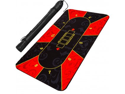 Skládací pokerová podložka, červeno/černá, 160 x 80 cm