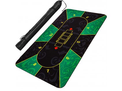 Skládací pokerová podložka, zelená/černá, 200 x 90 cm