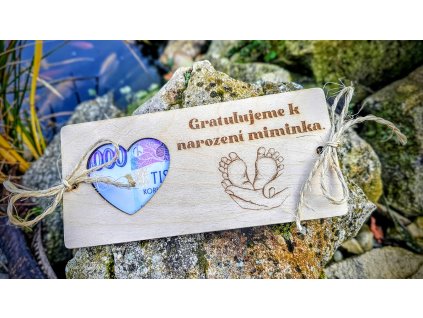 Dřevěná obálka-narození miminka