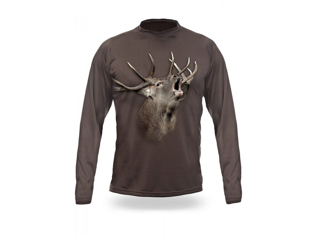 3D triko s potiskem dlouhý rukáv jednobarevné jelen