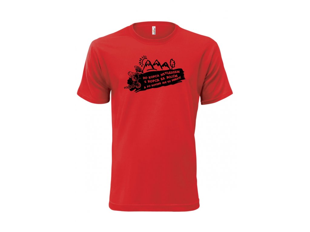 Dizajnové tričko s motívom Cyklista Unisex strih FOTOpošta červené -  FOTOpošta