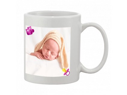 hrnček foto na výšku • rámik cumlík ružový 1