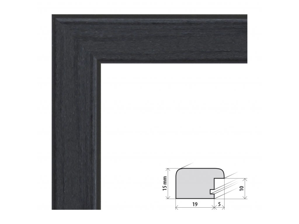 Fotorámeček 50x70 cm Modena černá s plexisklem (Plexisklo čiré)