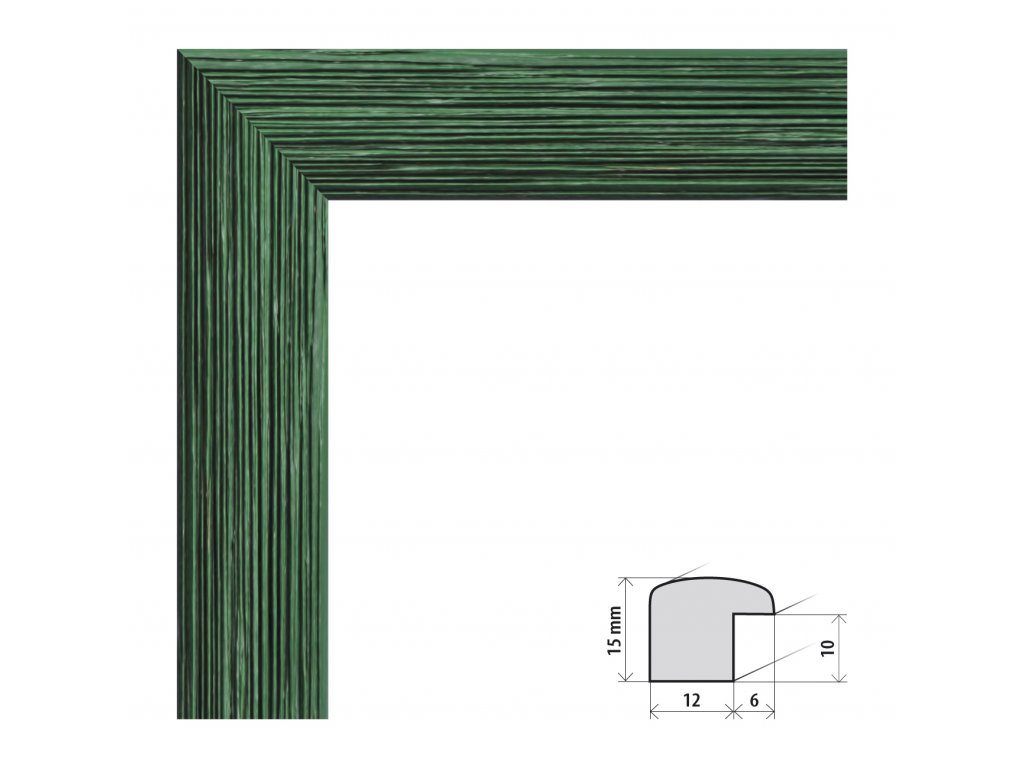 Fotorámeček 15x20 cm Samba zelená s plexisklem (Plexisklo čiré)