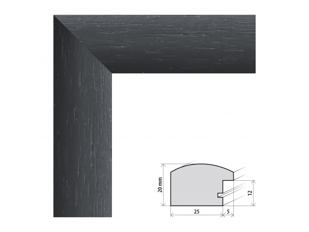 Fotorámeček A1 (59,4x84 cm) Parma černá s plexisklem (Plexisklo čiré)