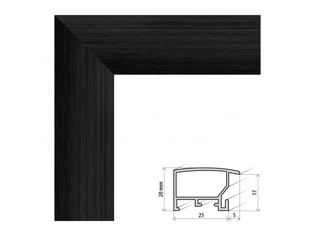 Fotorámeček 20x20 cm ALASKA černá s plexisklem (Plexisklo antireflexní (eliminuje odrazy a odlesky))
