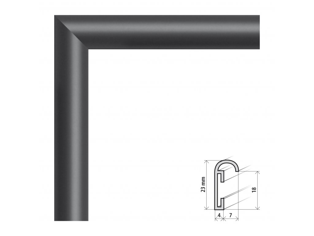 Fotorámeček A1 (59,4x84 cm) ALU černá (Plexisklo antireflexní (eliminuje odrazy a odlesky))