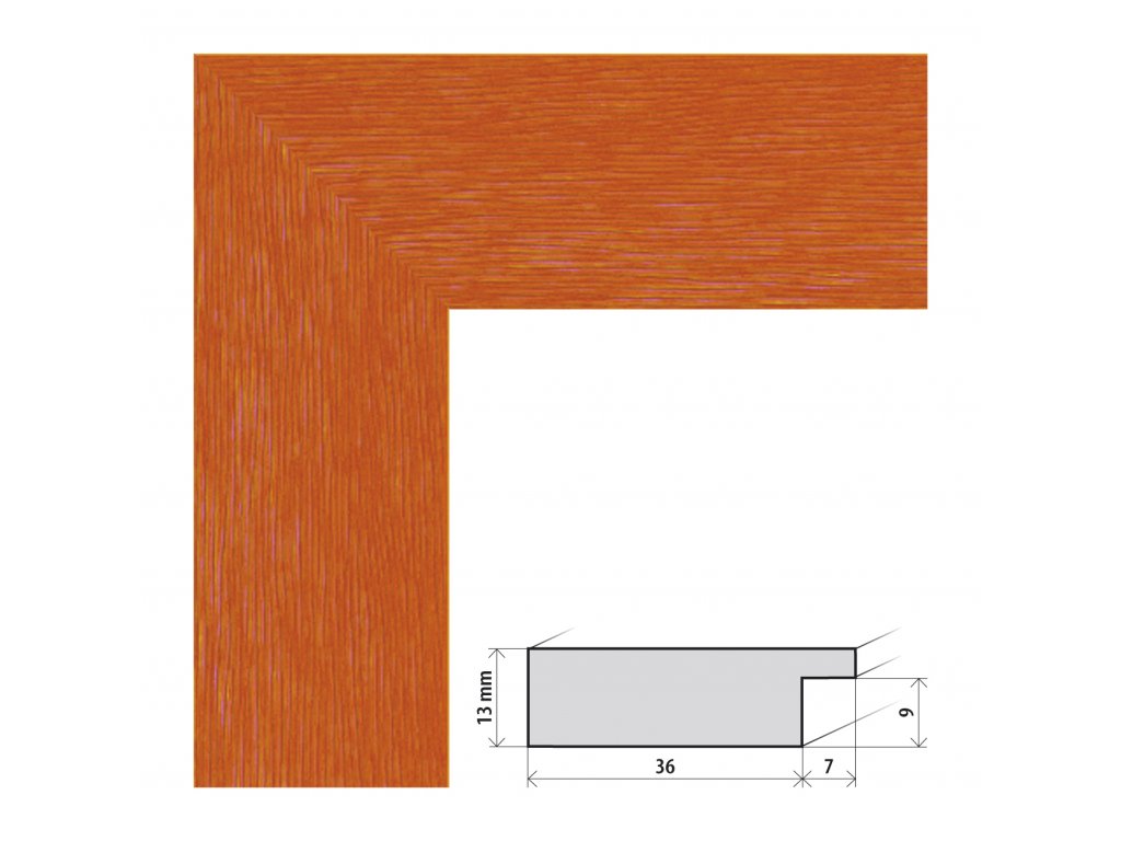 Fotorámeček 60x85 cm Lenna oranžová s plexisklem (Plexisklo čiré)