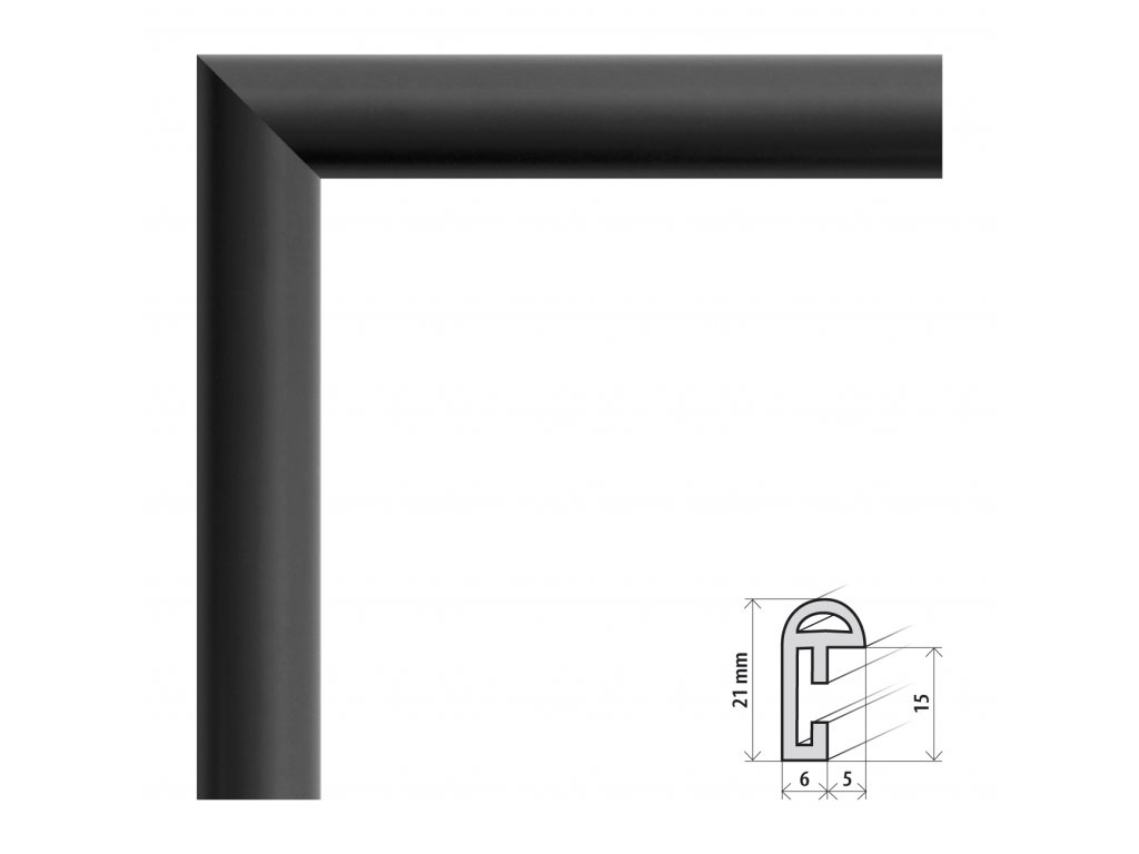 Fotorámeček 40x60 cm BF černá matná s plexisklem (Plexisklo čiré)