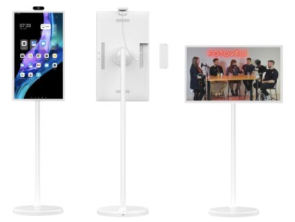 Pojízdná LED Smart Android TV Reklamní Digitální Plocha Obrazovka Stojan s Baterii Dotyková AI Obrazovka Konference, Videohovory, Prezentace, 1080FHD
