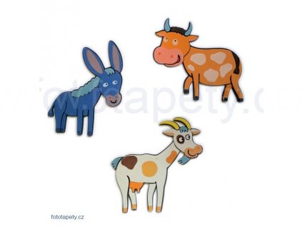 Pěnové figurky Oslík, koza, kráva