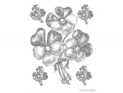 Dekorace F0458, samolepky na zeď - Stříbrné květy, 65 x 85 cm
