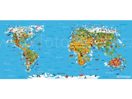 Jednodílná vliesová fototapeta Mapa světa FTN h 2731, 202x90cm