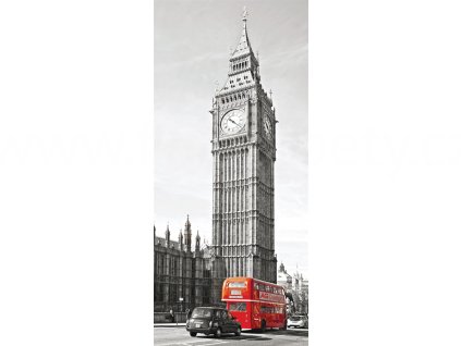 Jednodílná vliesová fototapeta Big Ben and Double Decker FTN v 2911, rozměr 90x202cm