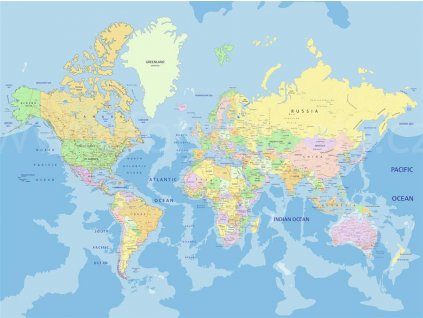 Čtyřdílná vliesová fototapeta Mapa světa FTN XXL 2495, 360x270cm