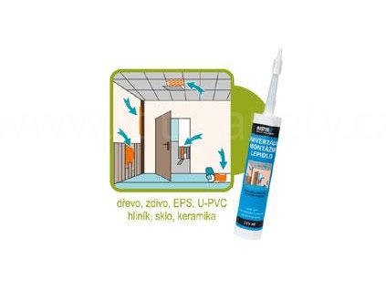 Univerzální montážní lepidlo pro soklové lišty, lemovky, dřevotřísku, MDF, OSB desky