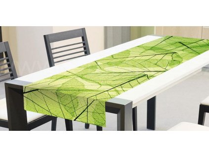 Běhoun na stůl - Zelené listy, 40x140cm, TS 006