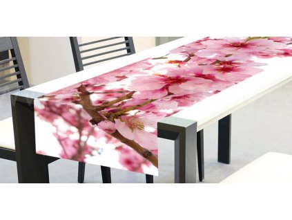 Běhoun na stůl - Květy jabloně, 40x140cm, TS 012