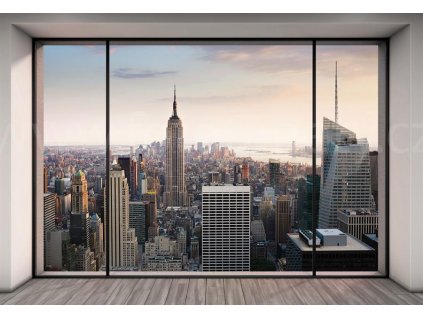 Čtyřdílná vliesová fototapeta Pohled na New York z bytu v podkroví, 368x248cm, XXL4-916