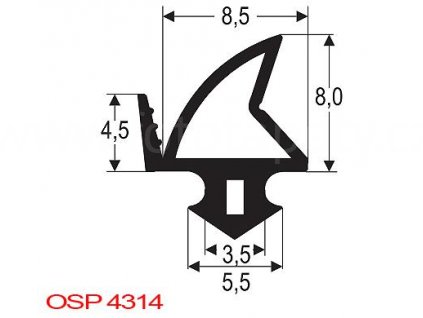 Těsnění plastových oken BRÜGGMANN, DECEUNINCK, KBE, SCHÜCO, THERMOPLAST, VEKA, OSP4314 (Varianta OSP 4314, cena 25m)