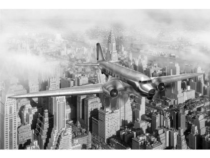 Samolepící fototapeta na podlahu -  Letadlo nad New Yorkem, 255x170cm, 037