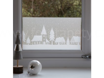 Vánoční statická bordura Zasněžené domečky, 20x150cm