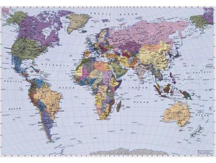 Mapa světa, obrazová tapeta čtyřdílná 270x188cm, 4D 4-050