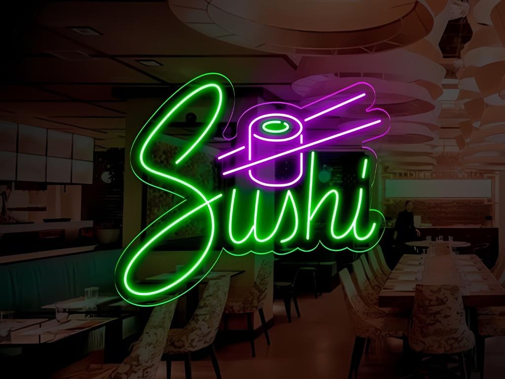 Neónový Nápis Neon LED Sushi Ázijská Reštaurácia Bistro Gastro (Vyrábame aj na Mieru)