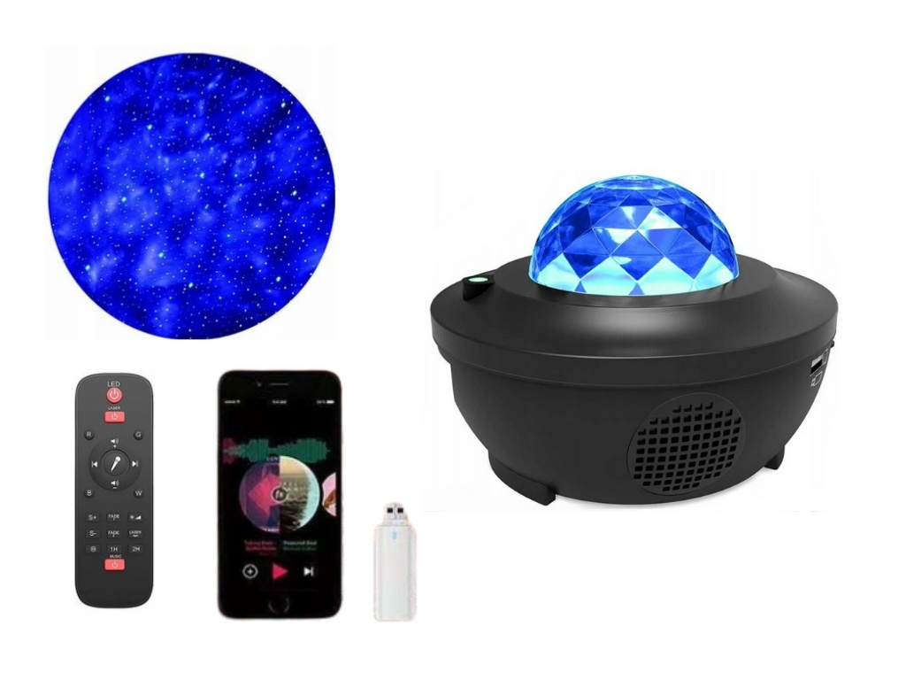 Hviezdny Projektor Oblohy Hviezd Galaxy Projector s Bluetooth RGB Lúčmi Reproduktorom a Ovládačom Výber farieb