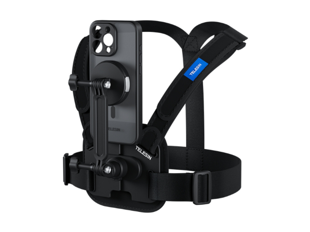 Telesin Nastavitelné Popruhy na Tělo pro Akční Záběry POV s Držákem a Bezpečnostním Krytem pro iPhone 16 Výběr Variant (Varianta iPhone 16 Pro)