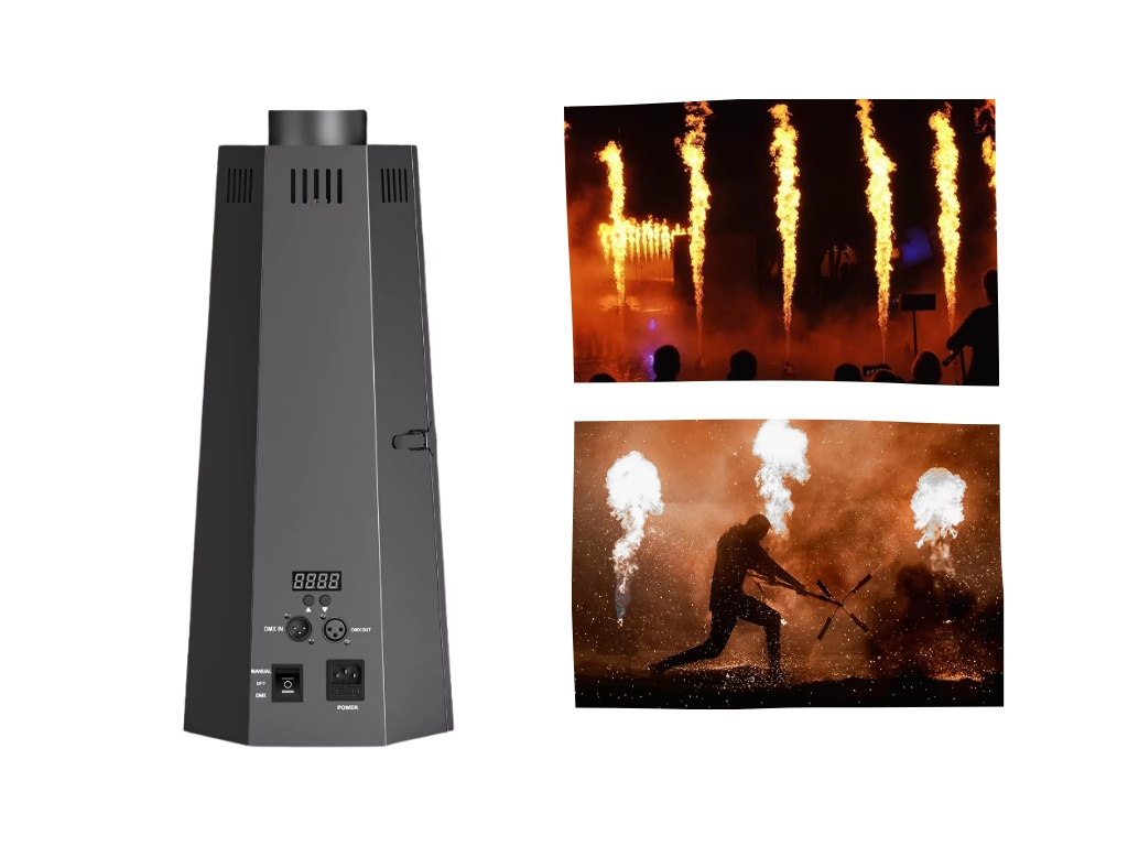 Kónický Výrobník Ohňa Flamethrower Plameňomet Stage Vysoký Plameň 80W Fire Spray Machine DJ Party DMX512 + Možnosť Náplne