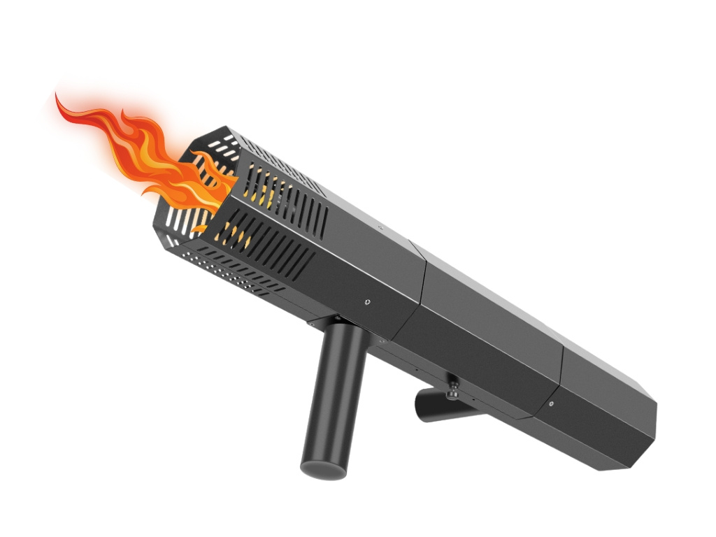 Ručný Plameňomet Výrobník Ohňa Flamethrower Stage Plameň Fire Gun Machine DJ Party na Batériu + Možnosť Náplne