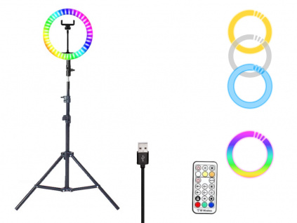 36 cm Priemer 12" RGB Kruhové Foto Svetlo + Statív 200 cm + Ovládač