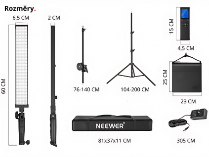 Profesionální  Set 3x RGB Pásové LED Světlo + Jeřábové Rameno + 3x Stativ