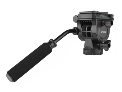 Fluidná Otočná Statívová Hlava s Madlom 3/8 Závit + Adaptér + 1/4 Skrutka, 5kg