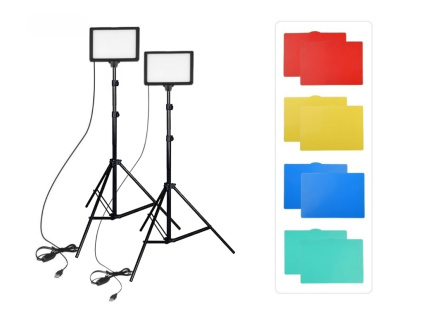 Andoer 2x RGB Mini LED Světla Panel + Stativ