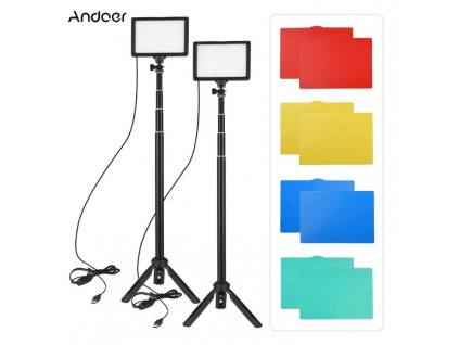 Andoer 2x RGB Mini LED Panel + Stativ