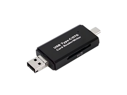 Čítačka Pamäťových Kariet USB-C OTG Vstup SD/SDHC/SDXC, Výstup USB/USB-C