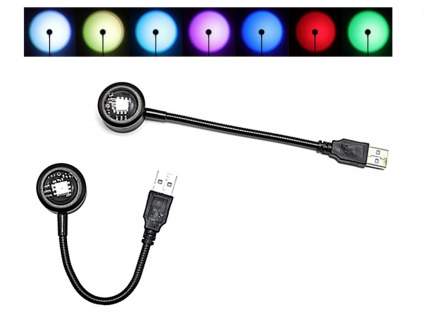 Mini RGB Romantická Lampa s Efektom Západu Slnka na Foto Zátišie LED Svetlo USB