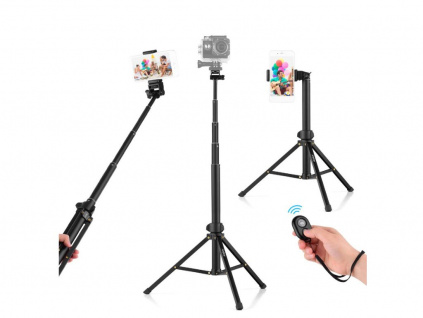 Andoer Foto Stativ Selfie Tyč Tripod Smart Lock 150 cm + Bluetooth Spoušť