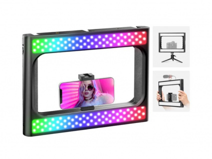 Neewer RGB Rig Klec Cage Světlo Držák Telefonu, Fotoaparátu U Grip Stabilizátor + 2x Baterie a Nabíječka