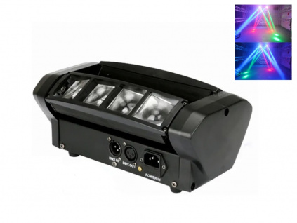 Otočný LED Pavúk Spider RGB Efekt DMX Beam Hlava Javiskový Reflektor 8 x 10W