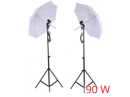 SET 2x Foto Deštník Lampa Fotostudio, Žárovka, Stativ 90W
