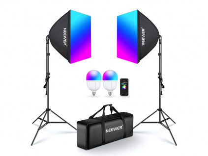 Neewer 2x LED Foto Softbox Lampa App Wifi RGB Štúdiové Svetlo