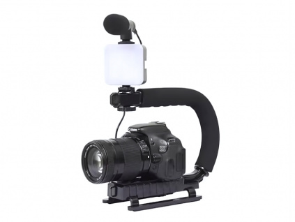 Grip Stabilizátor Držák na Kameru, Mikrofon, Světlo, Telefon, Dálková Spouť Smartphone Video Vlog Set Kit Live Stream