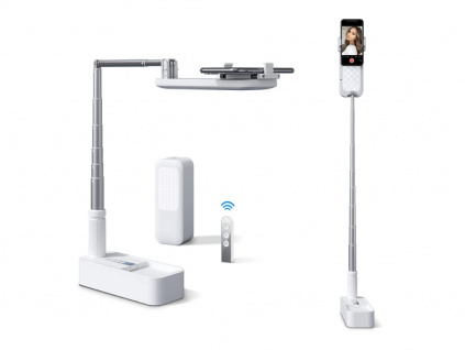 Selfie Stanice Light Tyč Tripod 3v1 Monopod Světlo Flat Lay 130cm Smartphone Dock + Dálk. Ovládání