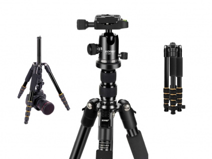 Zomei Modulární Stativ Tripod Monopod s Panoramatickou Stativovou Hlavou pro Videokameru, Fotoapárát, Telefon 160cm, 8kg